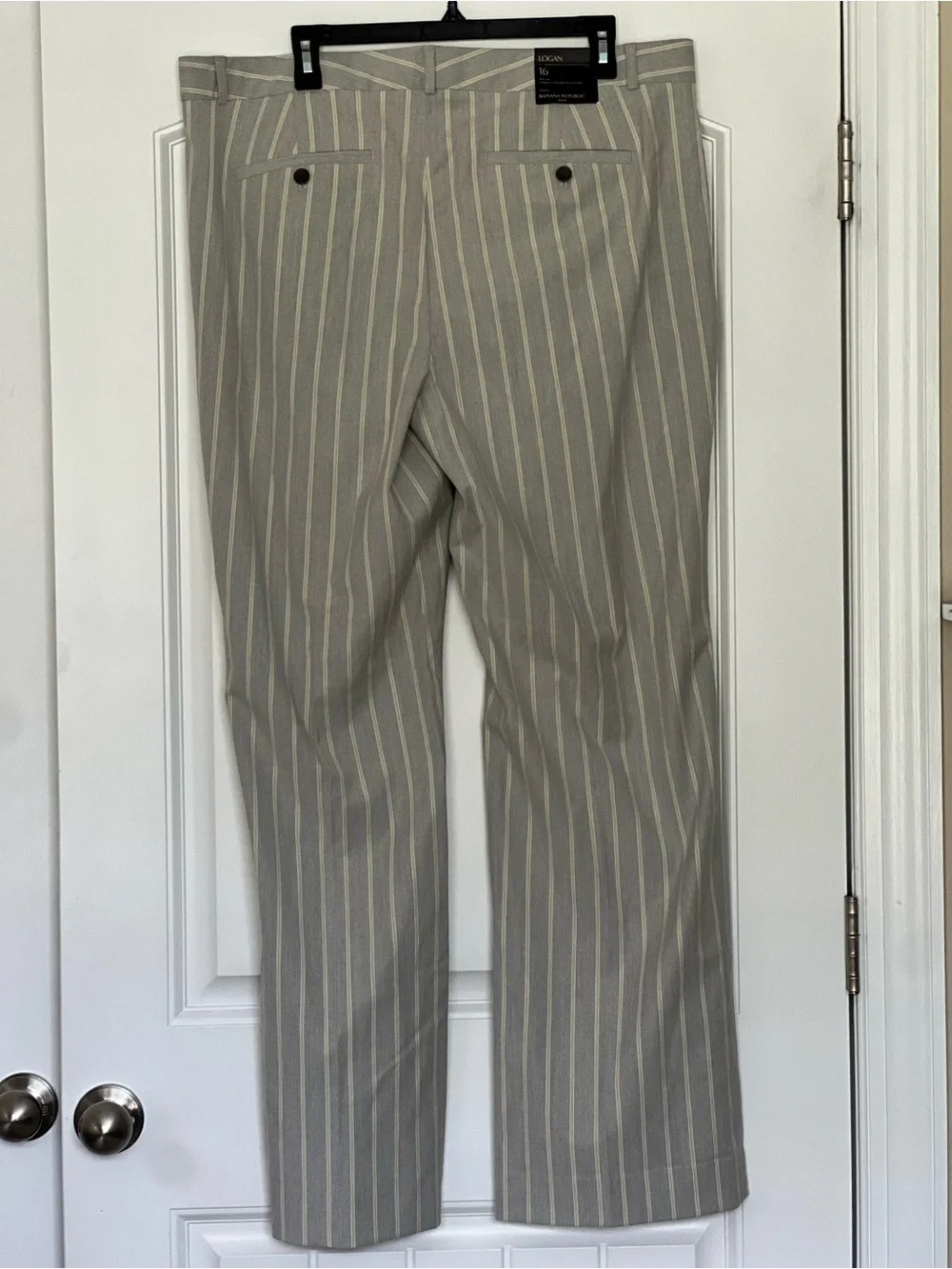 Banana Republic Logan Taupe Pinstripe Linen Blend Dress Pants Size 16 NWT